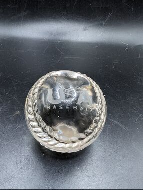 USA Baseball Clear Glass Paperweight